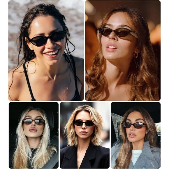 Women's Oval Cat Eye Black Brown Lightweight Trendy Sunnies Shades - Picture 2 of 6